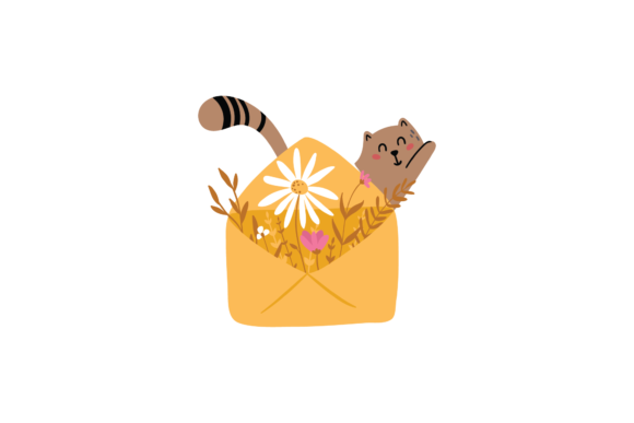 Cat Hiding Behind Envelope Floral: A Versatile Design for Creative Projects