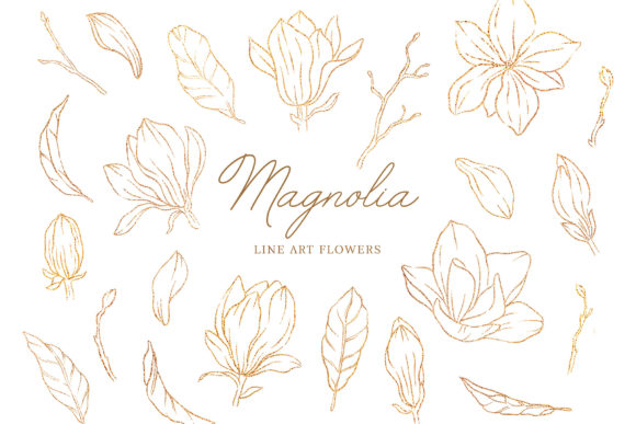 Discover the Elegance of Gold Floral Line Art Clipart