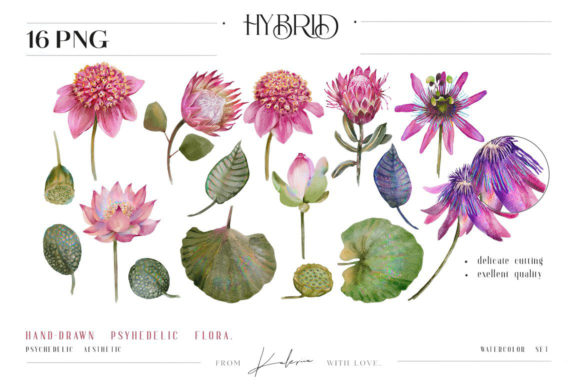 Explore the Vibrant Psychedelic Watercolor Floral Collection