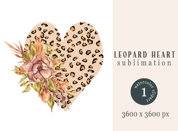 Floral Leopard Heart Sublimation - 1 Png: A Versatile Design for Your Creative Projects