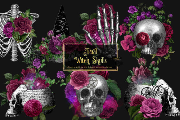 Floral Witch Skulls: A Unique Addition to Your Creative Projects
