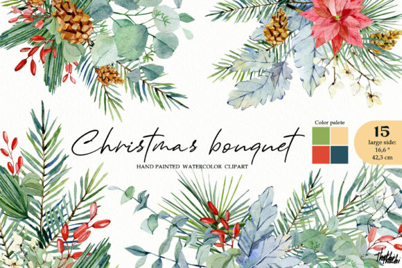 Watercolor Christmas Floral Clipart: A Festive and Versatile Design Solution