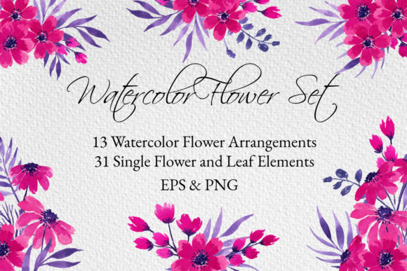 Watercolor Floral Fuchsia Set: A Versatile Design Asset