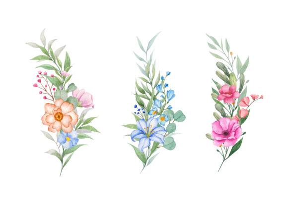 Watercolor Hand Drawn Floral Bouquet Set: A Versatile and Elegant Design Solution